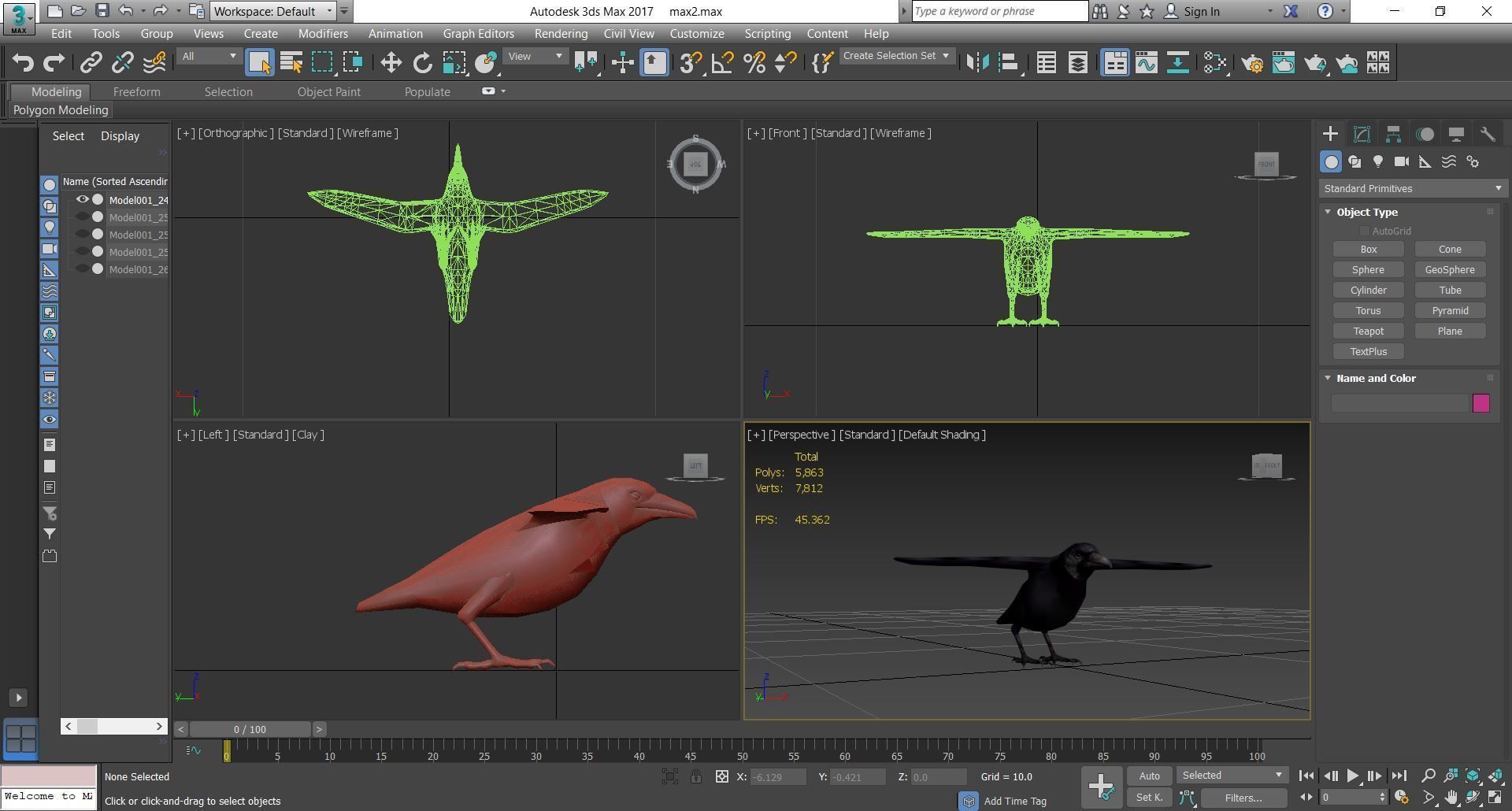 Animal  - Bird raven Low-poly 3D model_7