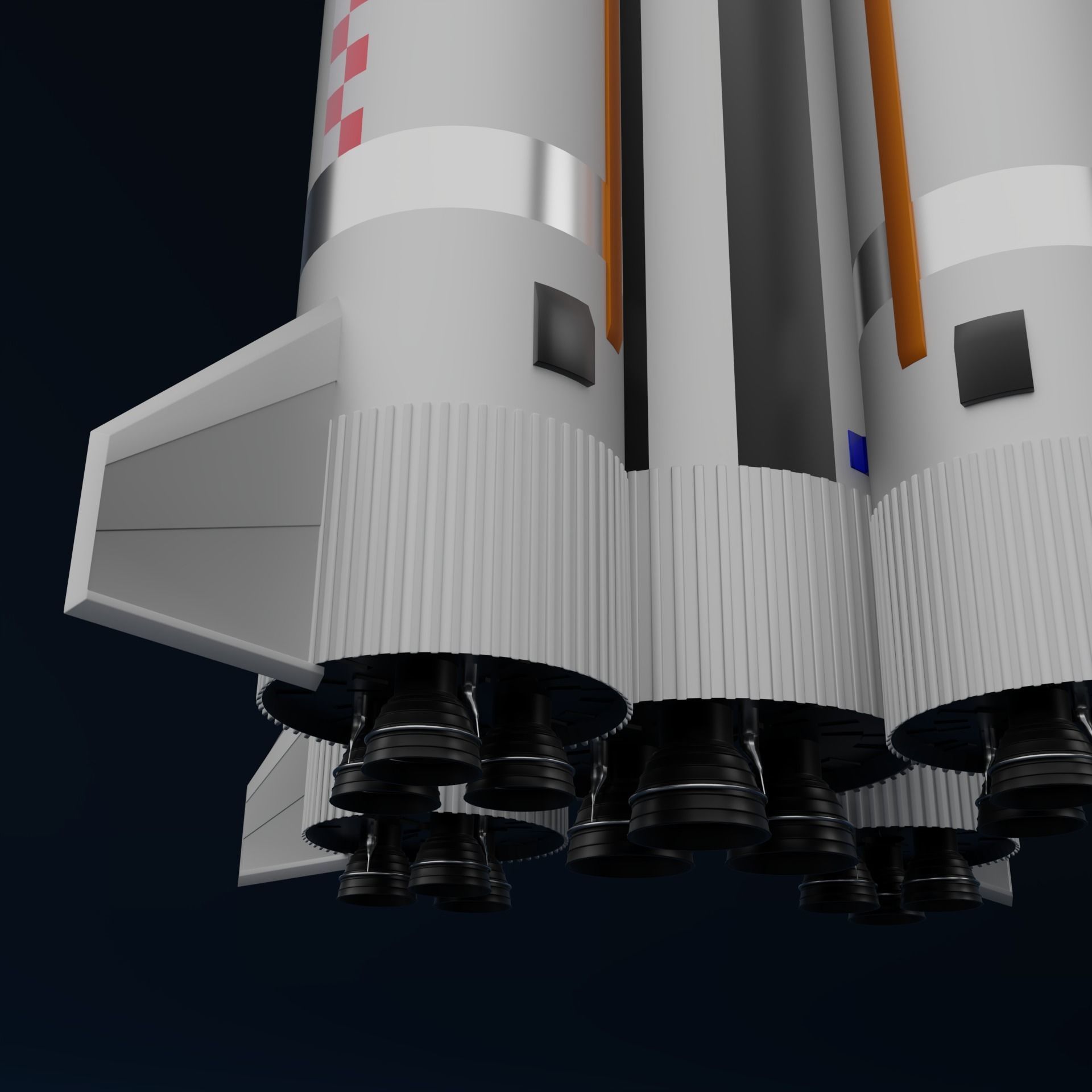 Rocket Low-poly 3D model_3