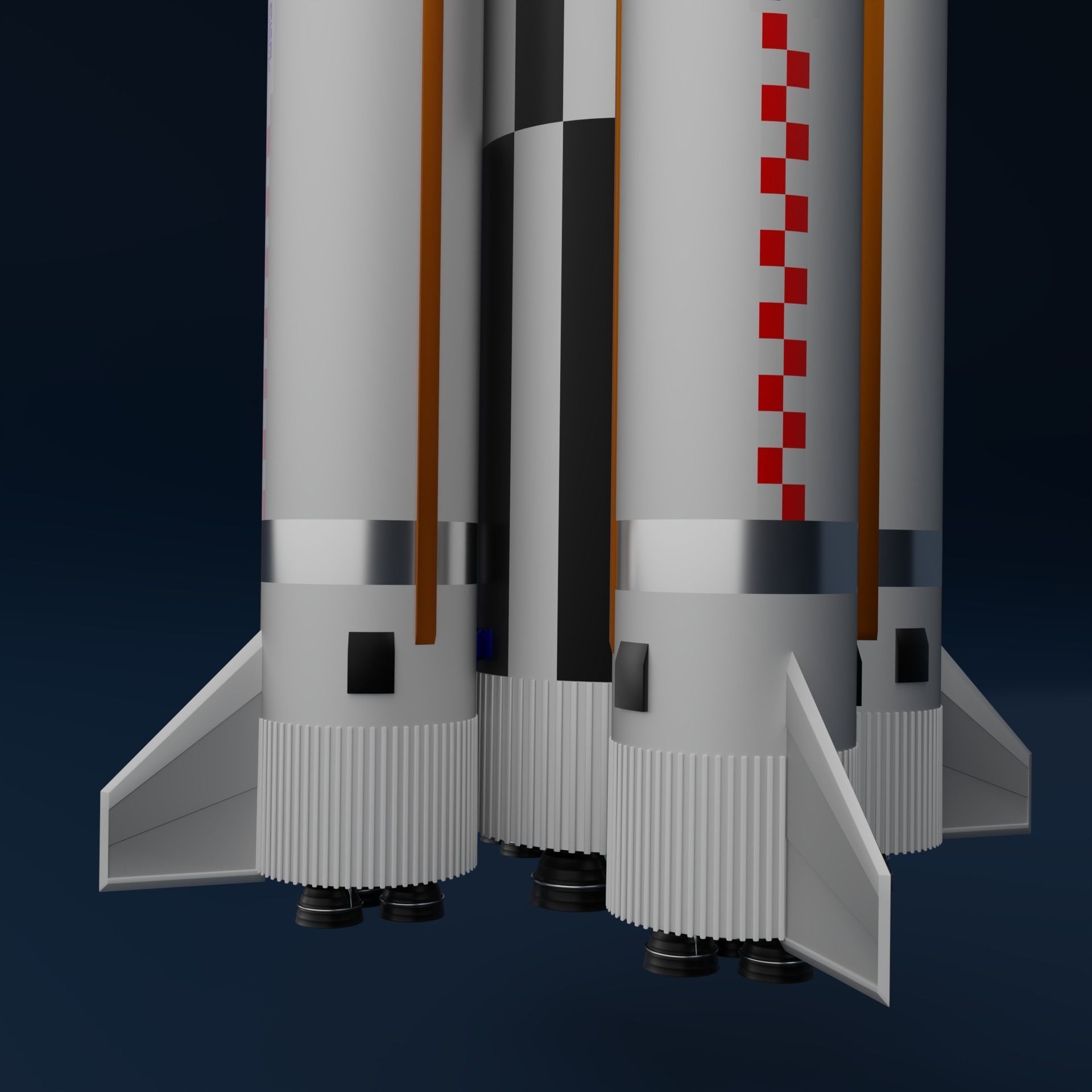 Rocket Low-poly 3D model_5