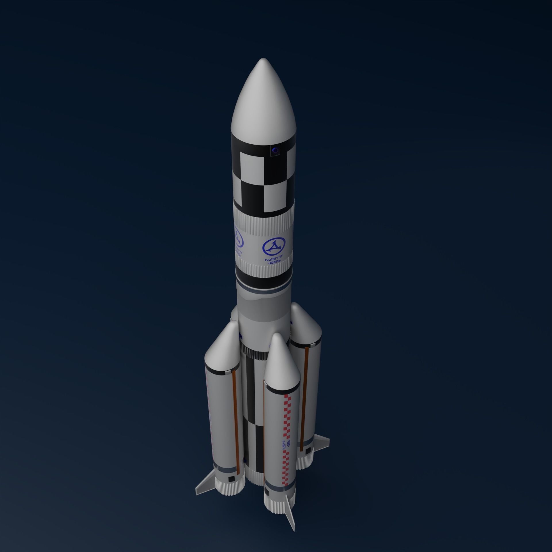 Rocket Low-poly 3D model_2