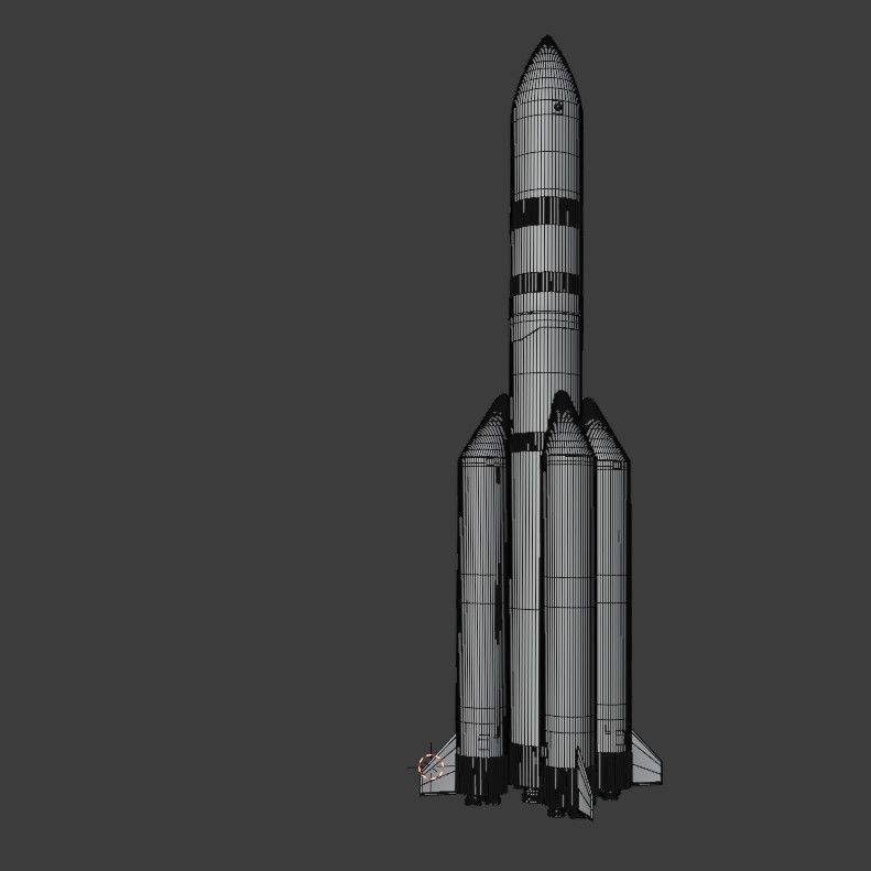 Rocket Low-poly 3D model_10