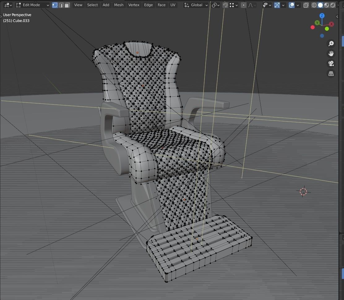 barber chair  3D model_2