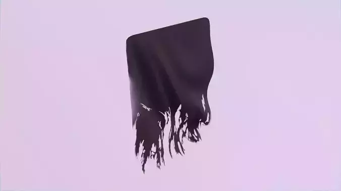 Animated Black Torn Flag PBR Low Poly Low-poly 3D model