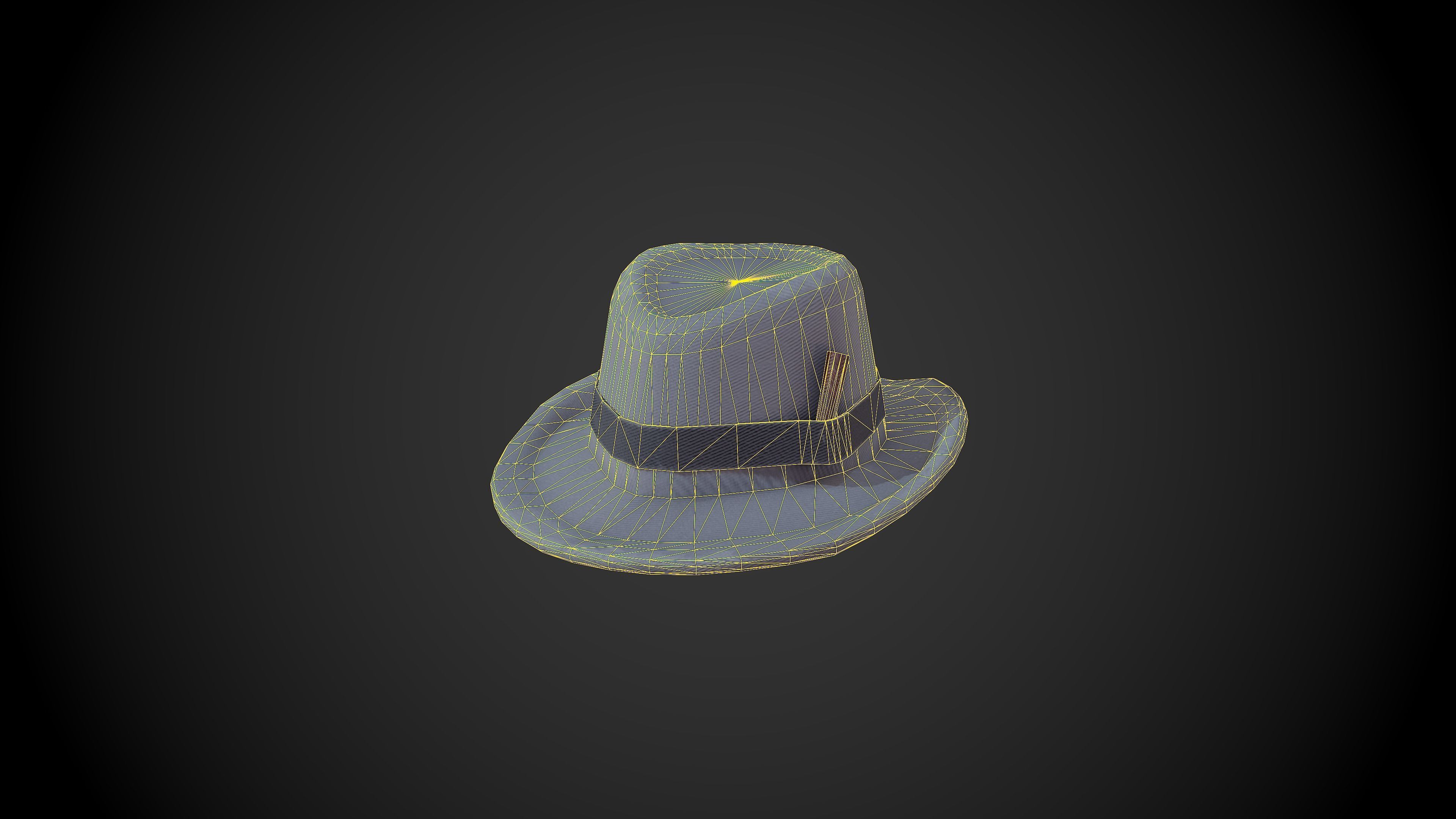 Fedora hat Low-poly 3D model_1