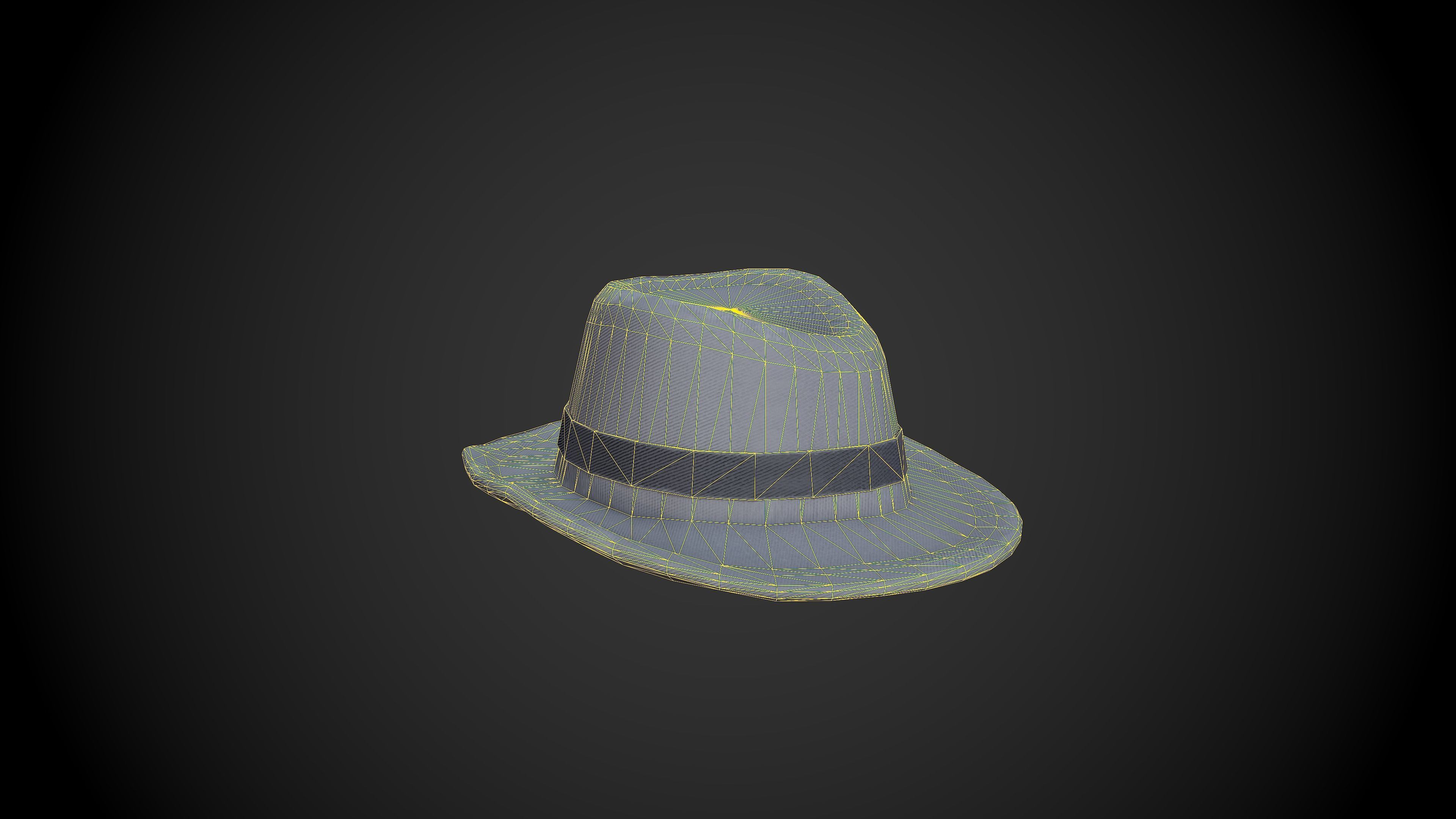 Fedora hat Low-poly 3D model_5