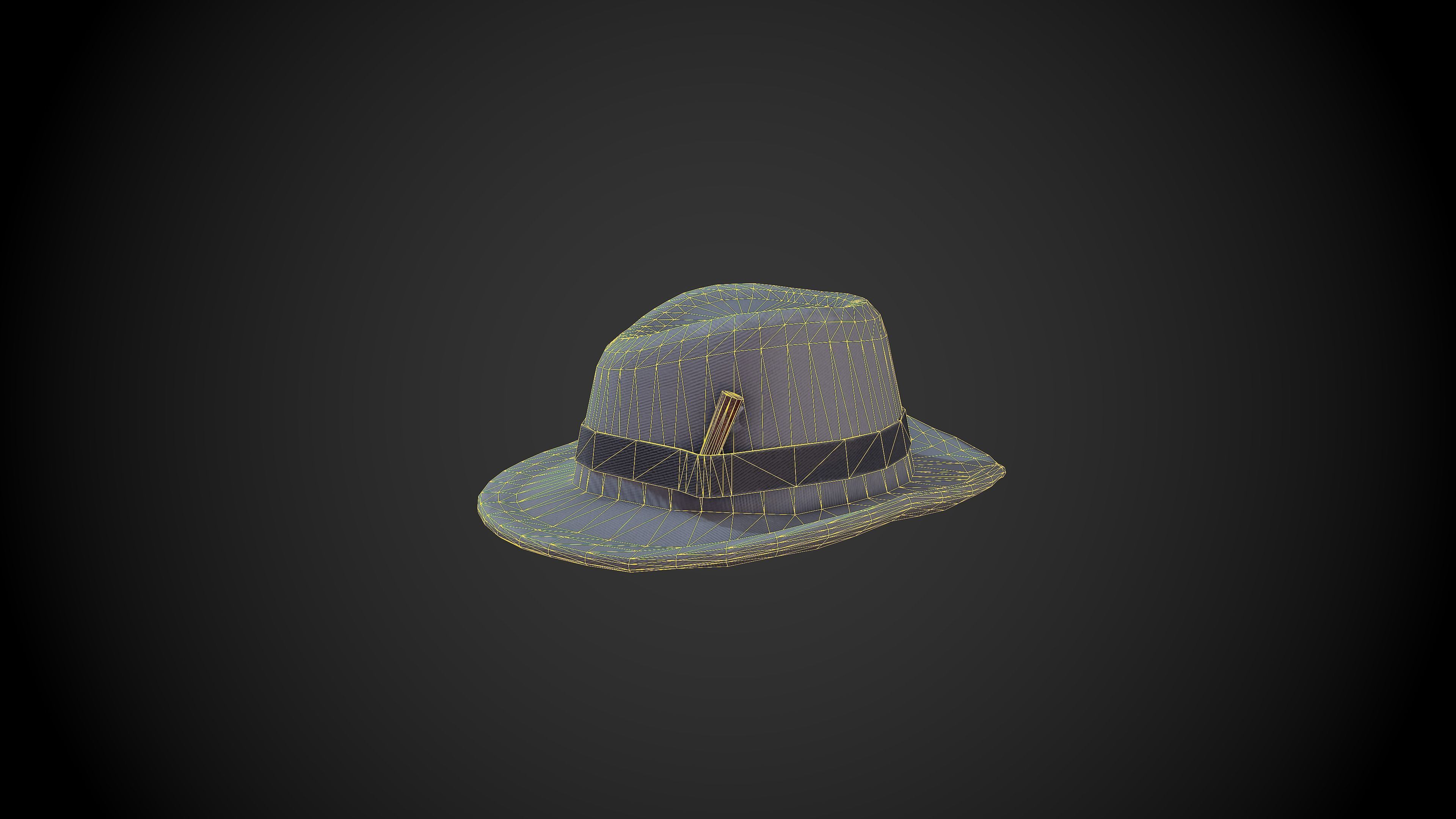 Fedora hat Low-poly 3D model_3