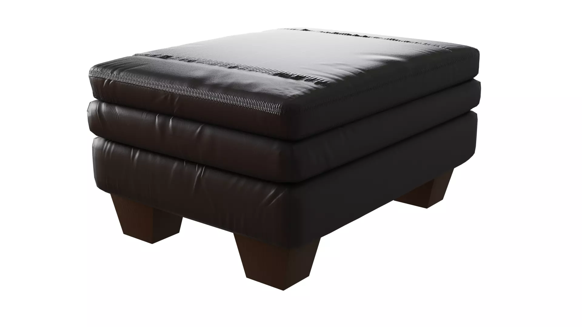 Leather Black Ottoman Free low-poly 3D model