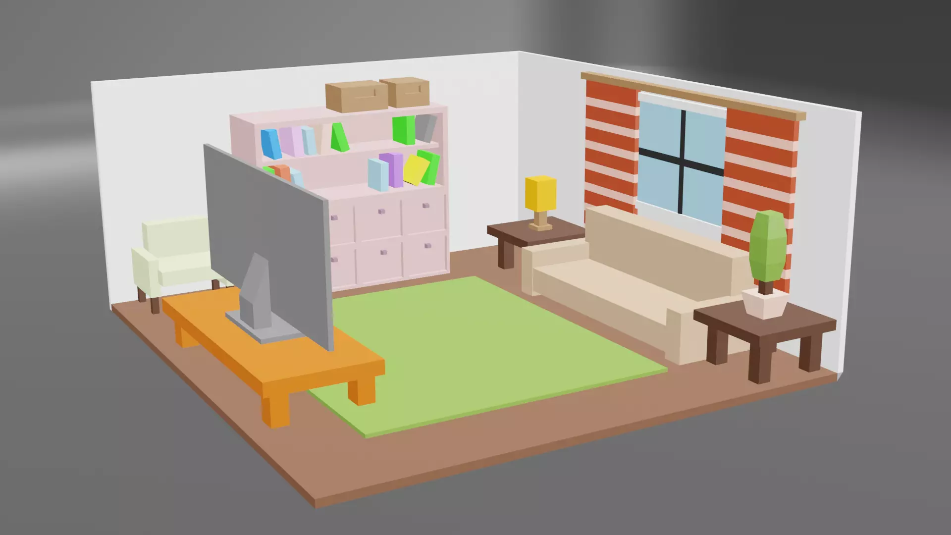 Low polly room Low-poly 3D model
