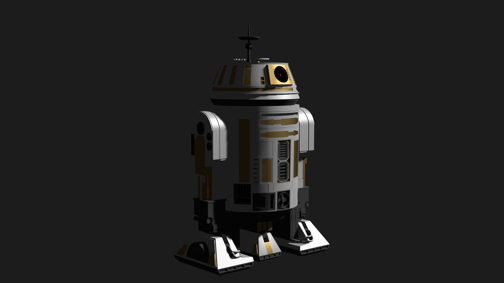 R3 Astromech Droid Low-poly 3D model_4