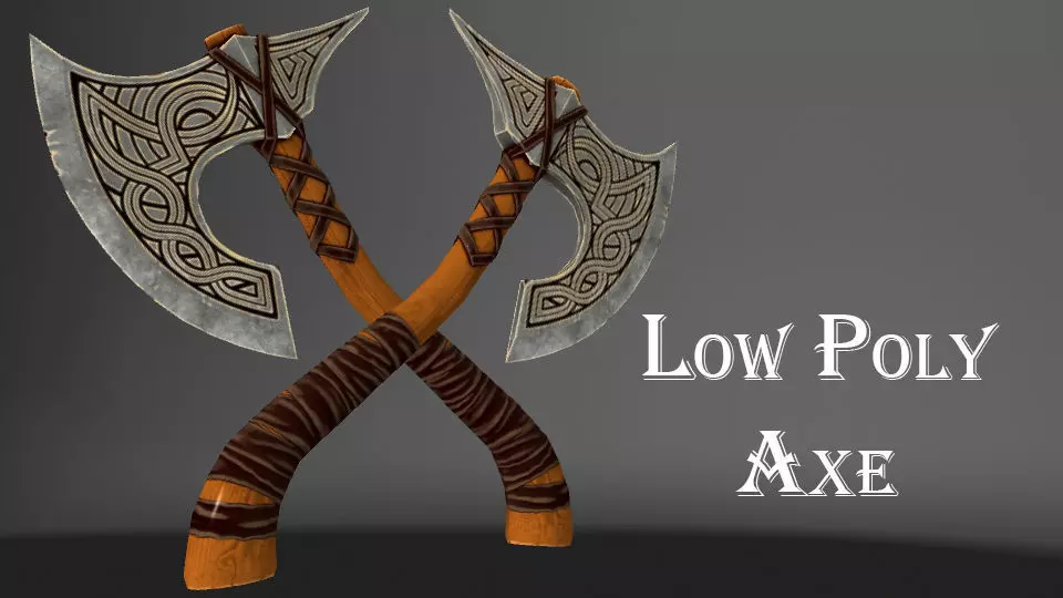 Battle axe Free low-poly 3D model_0