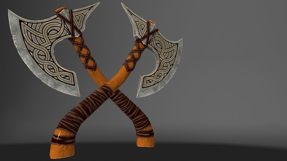 Battle axe Free low-poly 3D model_3