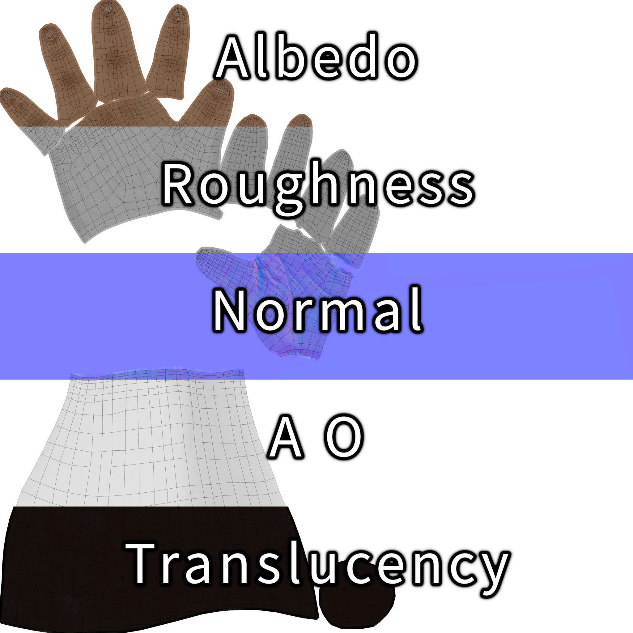 Male Left Hand Rigged Low-poly 3D model_31