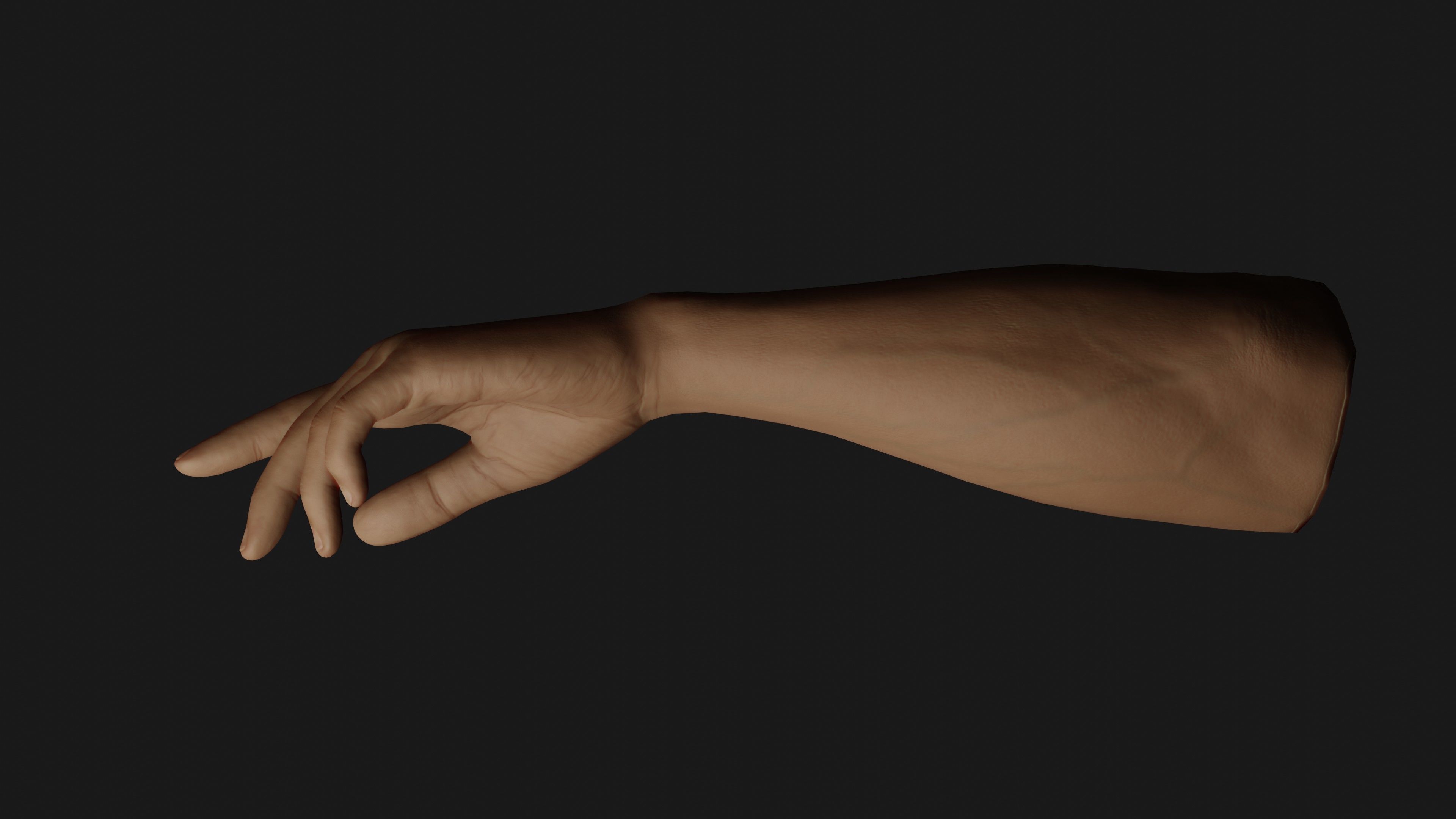 Male Left Hand Rigged Low-poly 3D model_8
