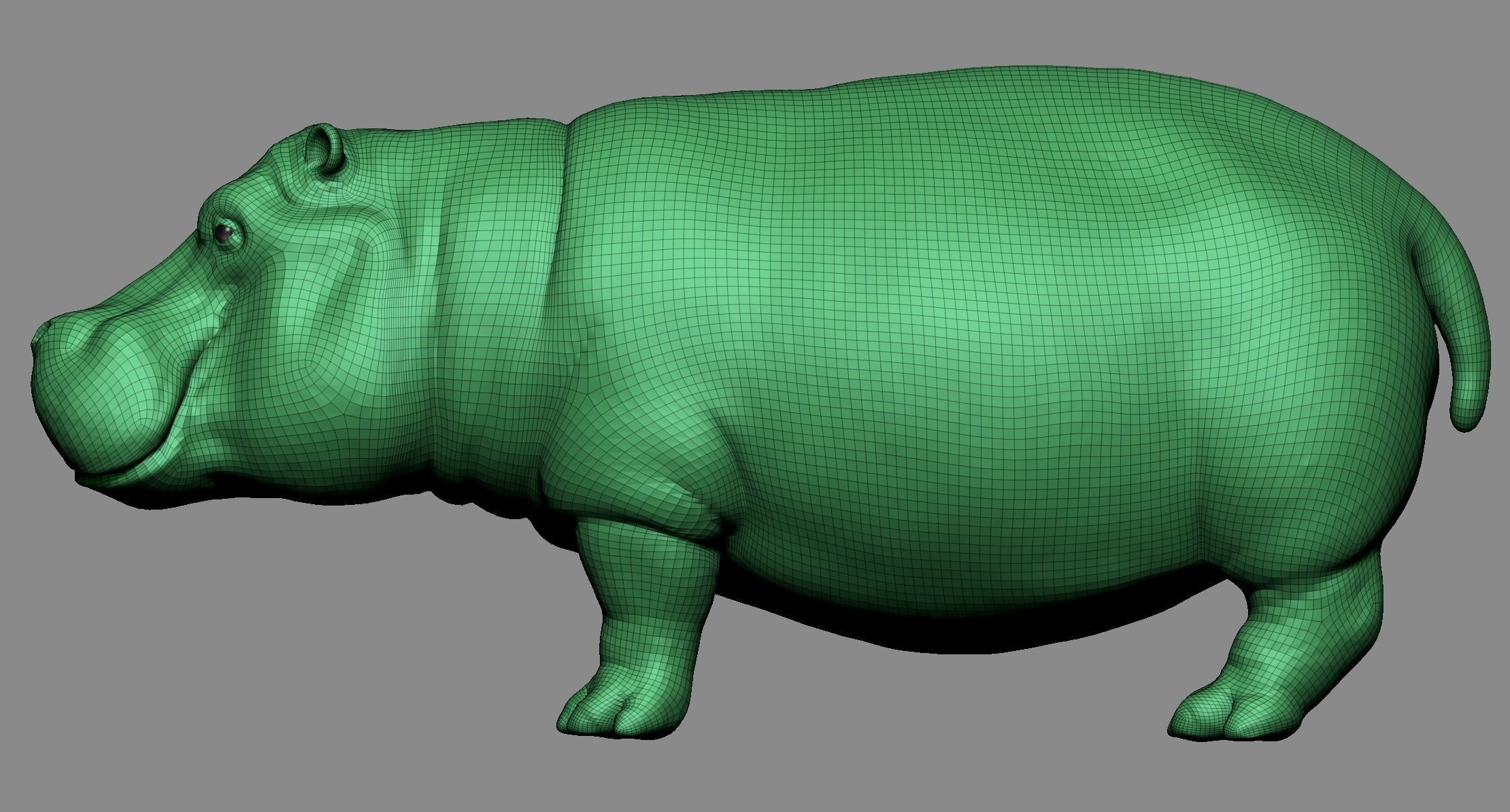Hippo High 3D print model_12