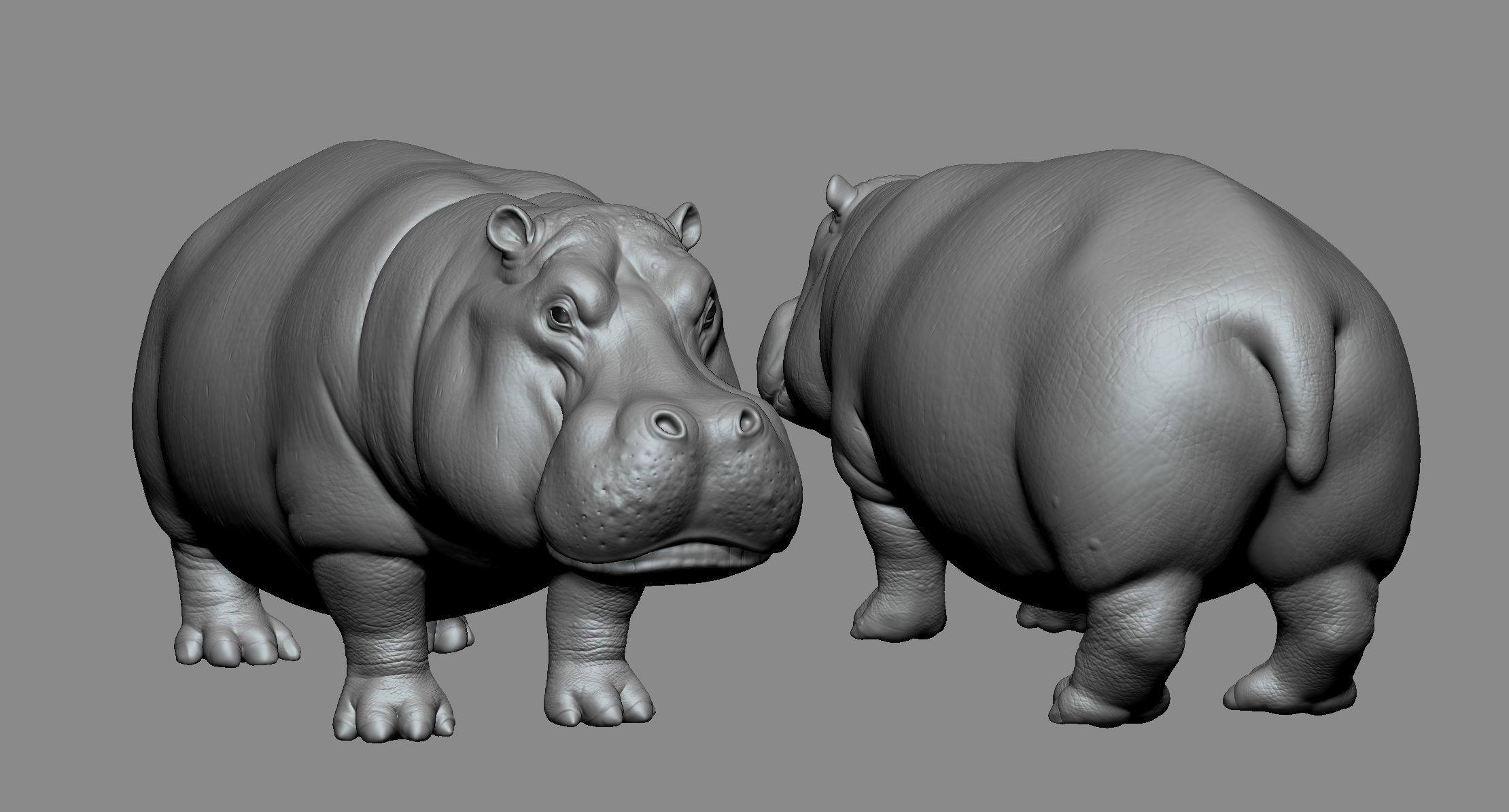 Hippo High 3D print model_2