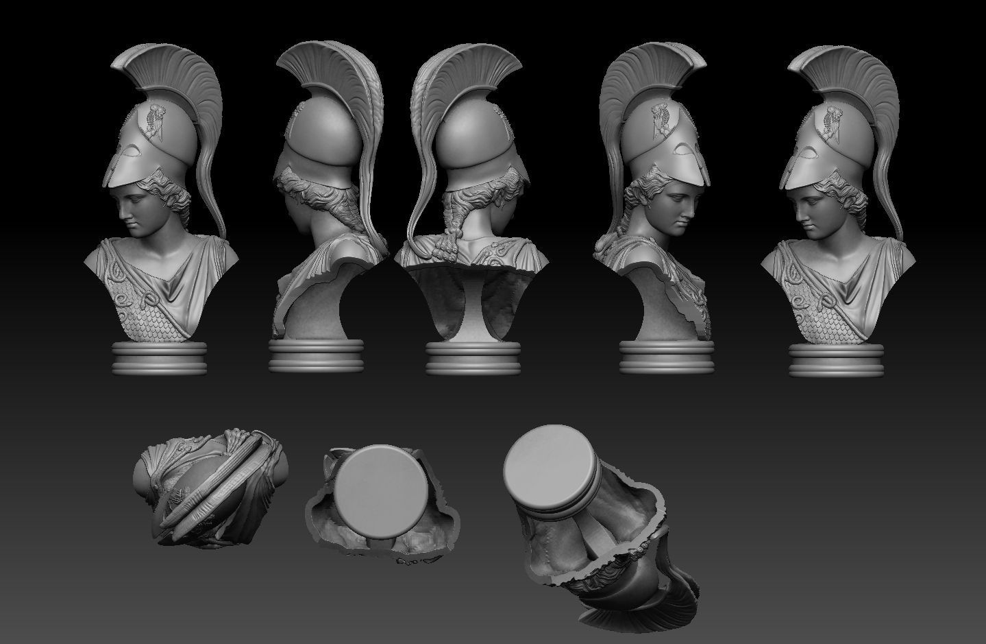 Athena goddess   bust 3D print model_1