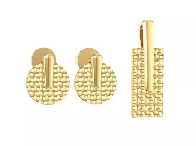 Elegant 18K Yellow Gold Pendant and Earrings Set for Women 1451