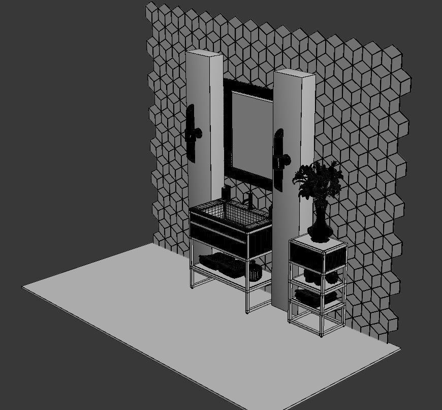 Bath 1 bathroom vanity gold 3D model_3