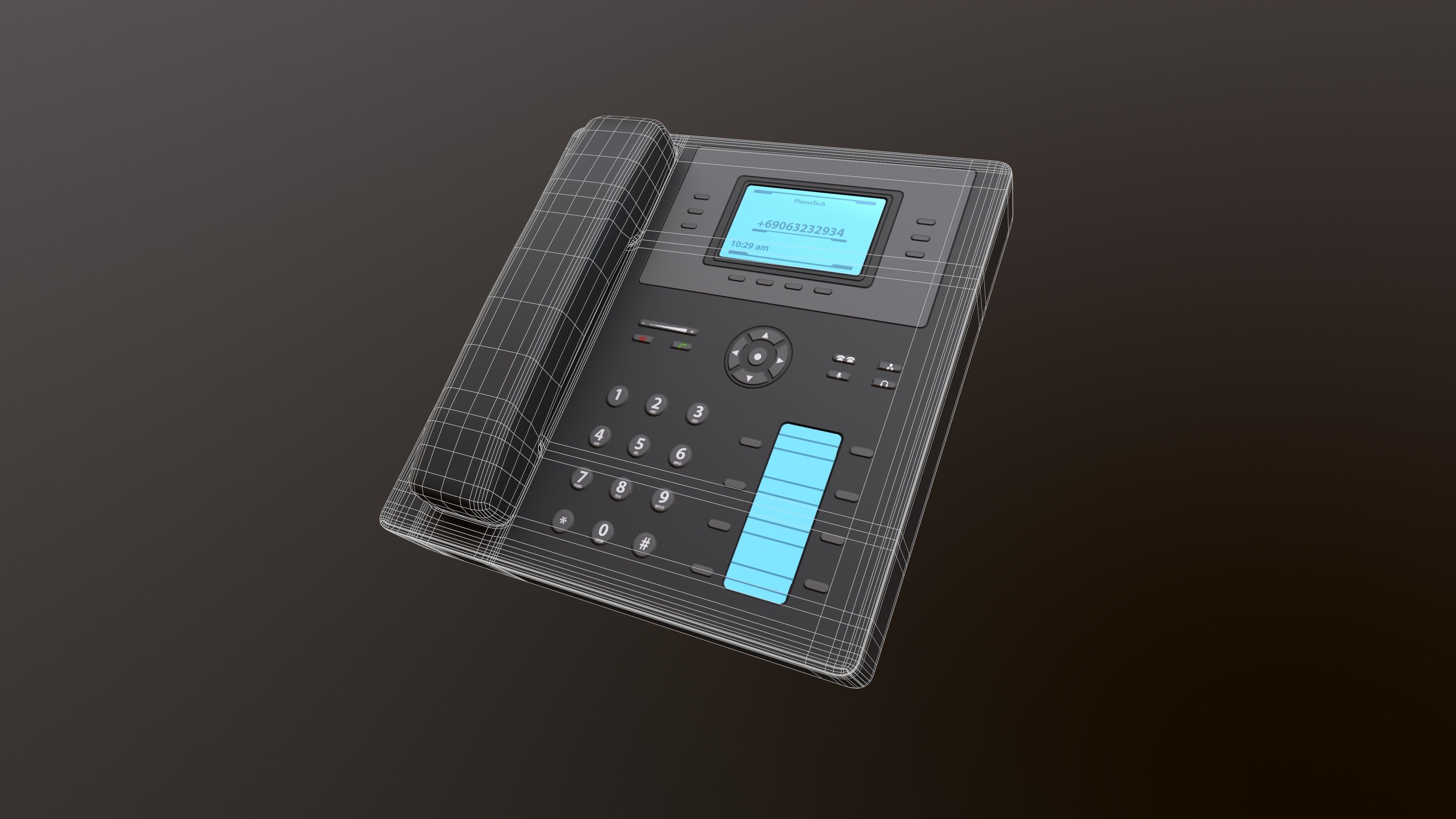 Office Phone Low-poly 3D model_2