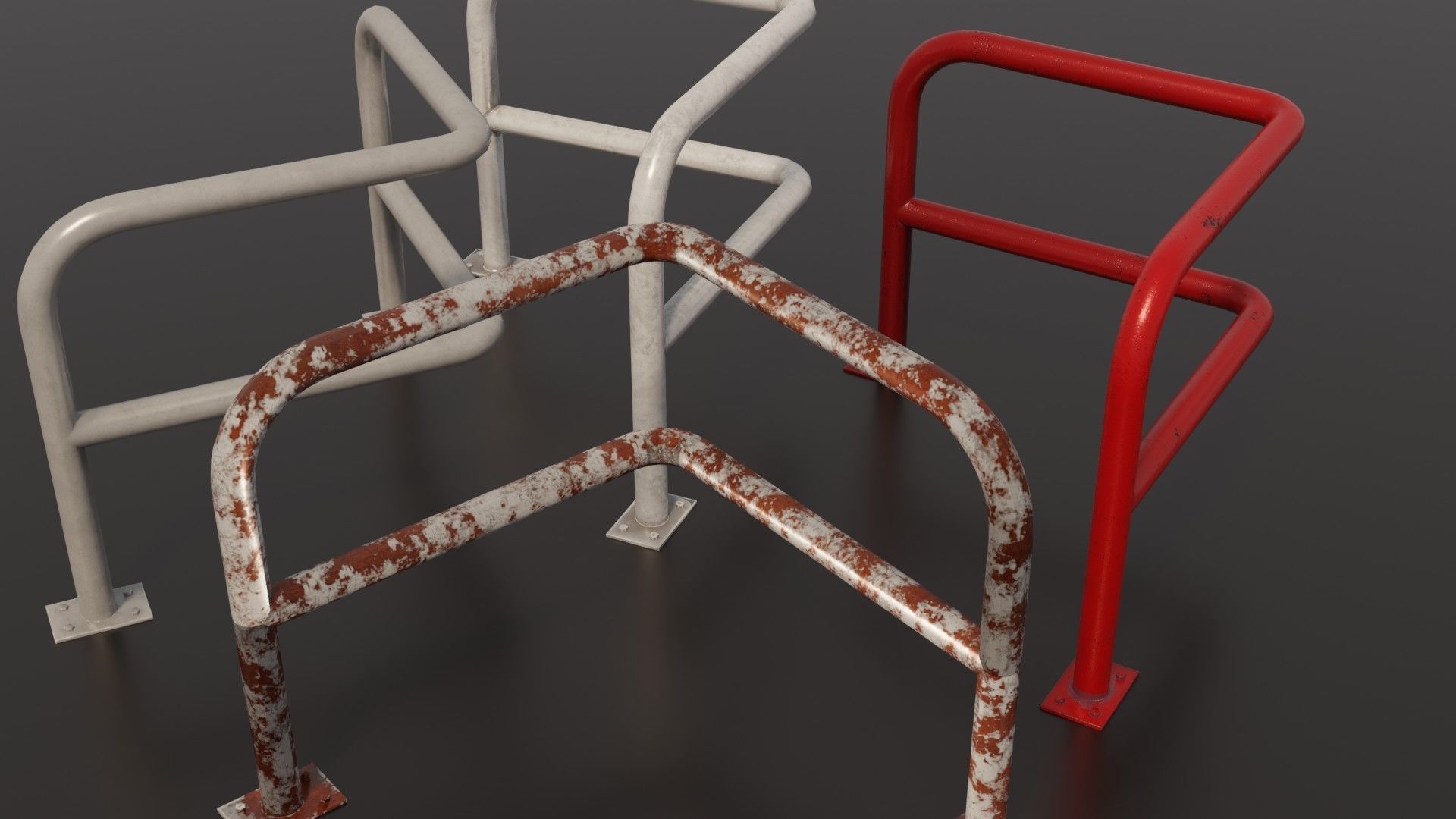 Steel barriers 3D Model Collection_7