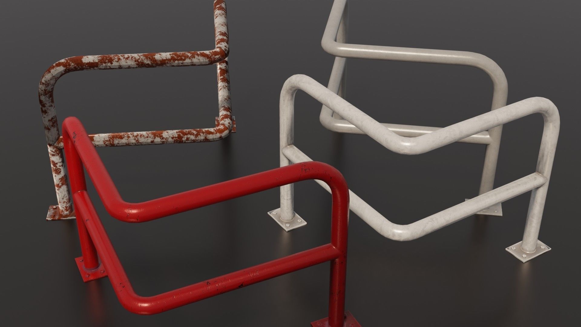 Steel barriers 3D Model Collection_9