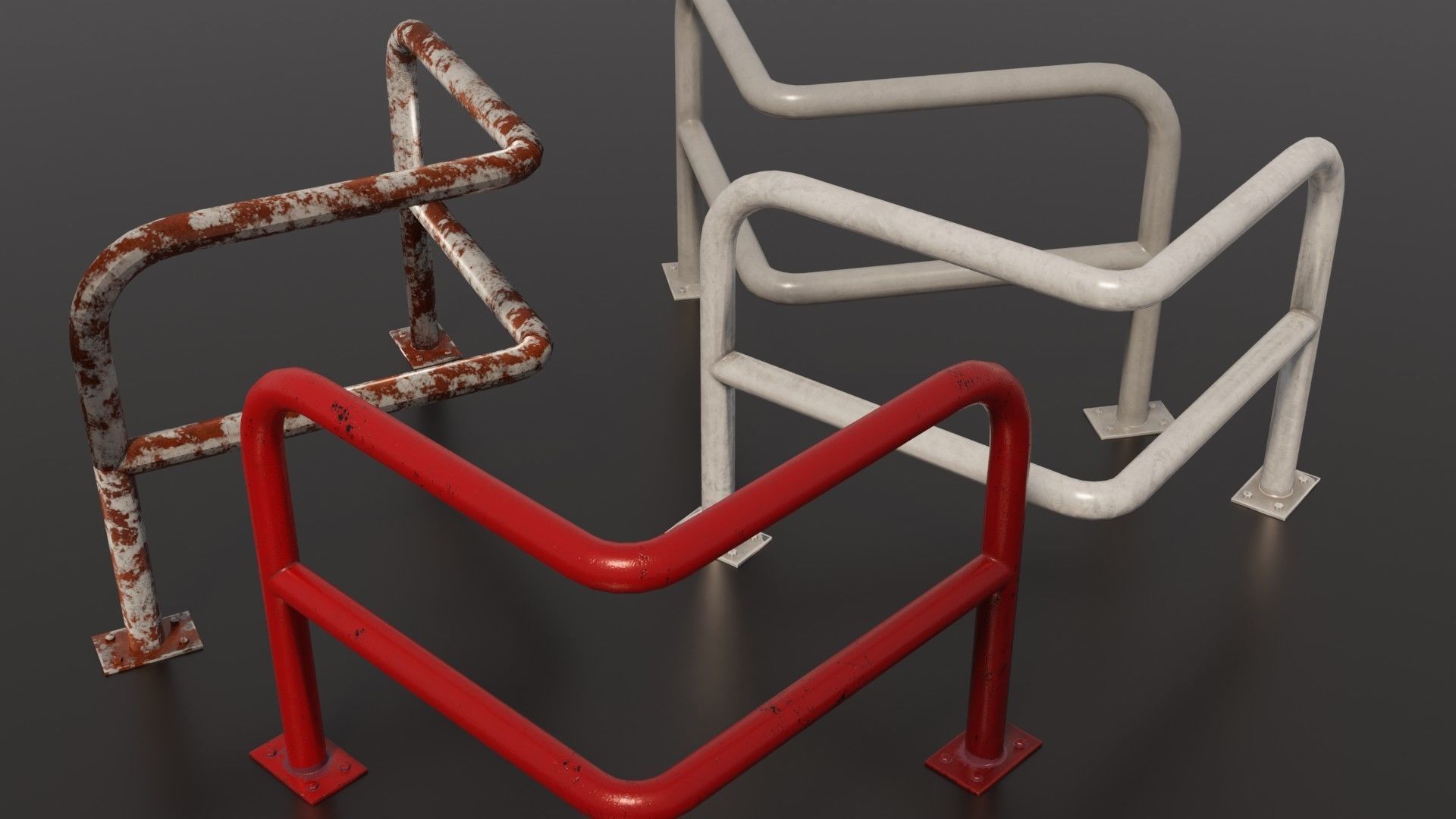 Steel barriers 3D Model Collection_5