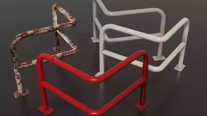 Steel barriers 3D Model Collection