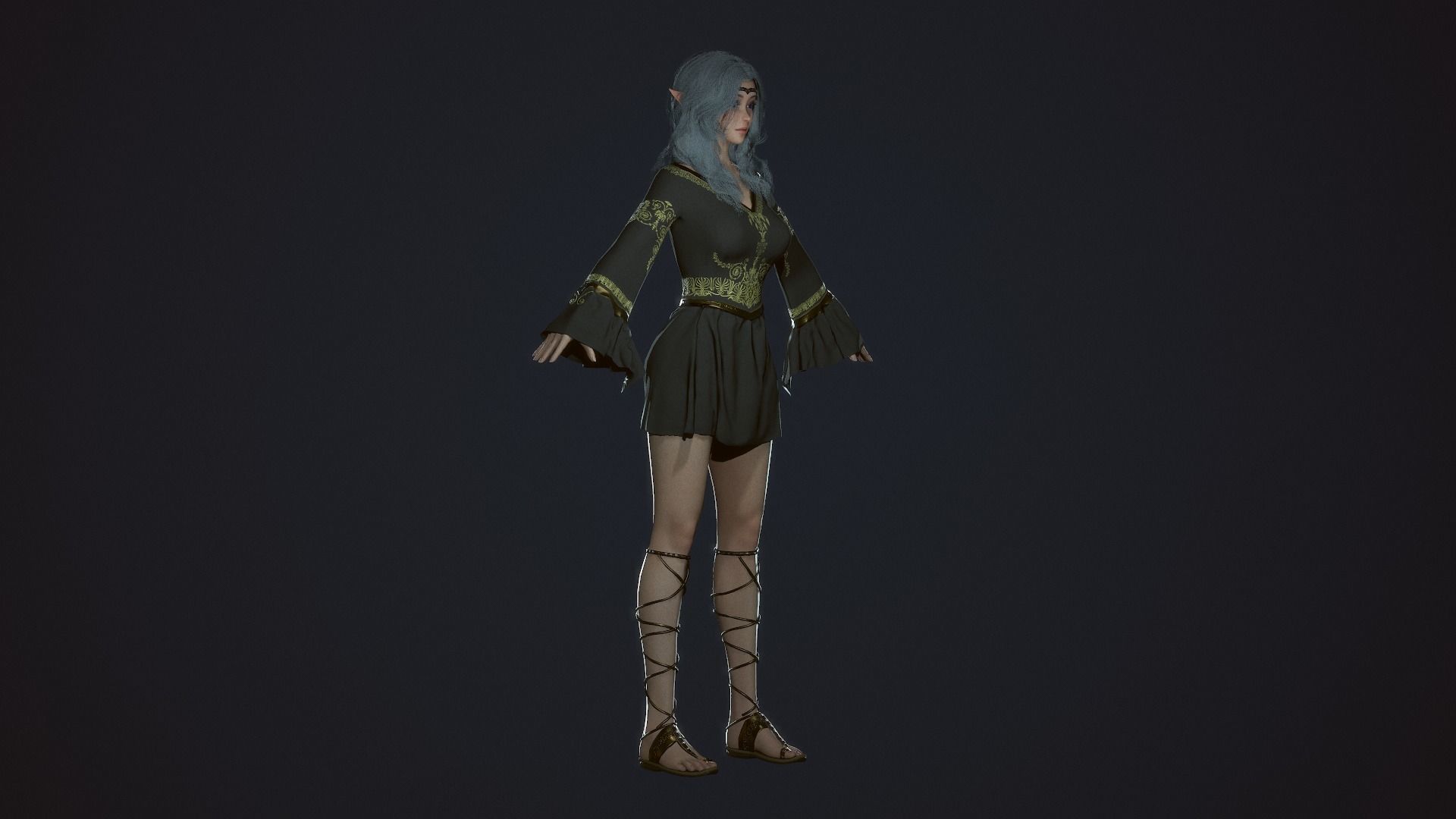 Wizard Girl - Game Ready Character Low-poly 3D model_10