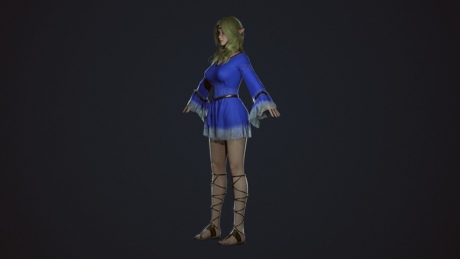 Wizard Girl - Game Ready Character Low-poly 3D model_8