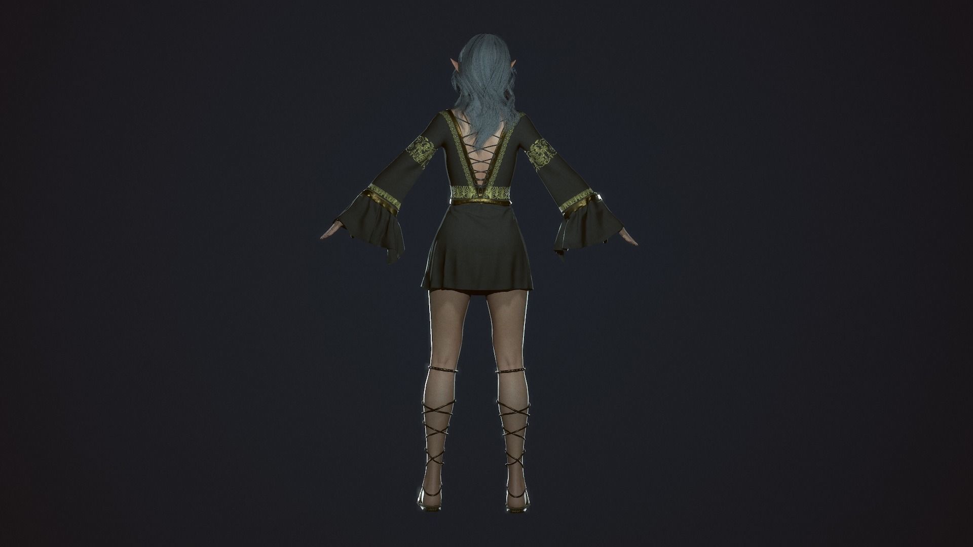 Wizard Girl - Game Ready Character Low-poly 3D model_12