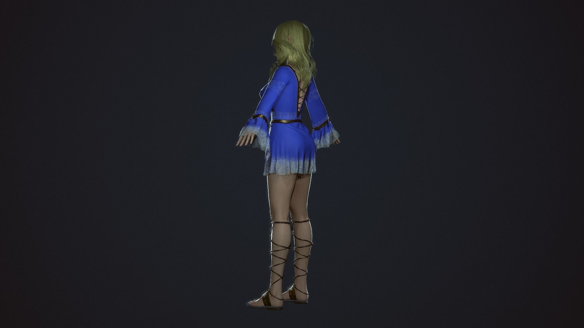 Wizard Girl - Game Ready Character Low-poly 3D model_7
