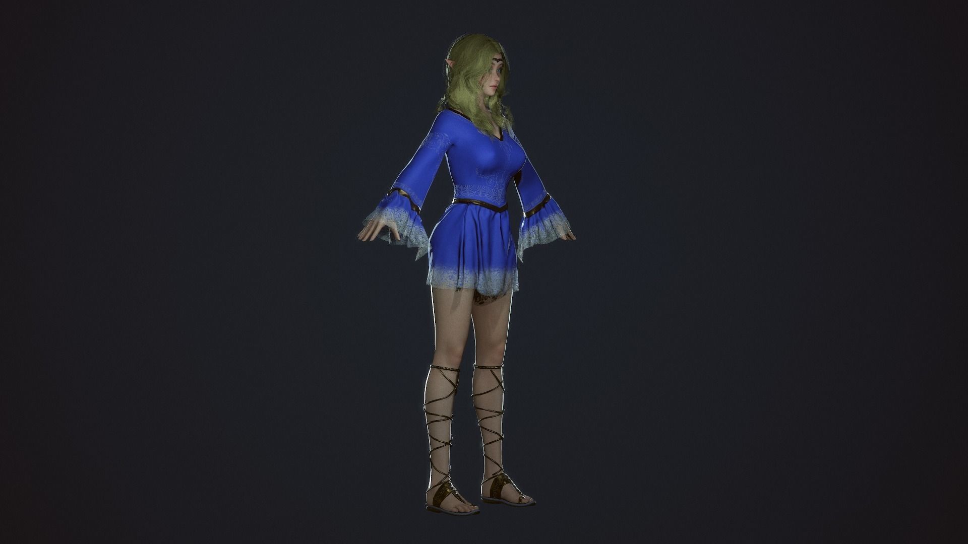 Wizard Girl - Game Ready Character Low-poly 3D model_4