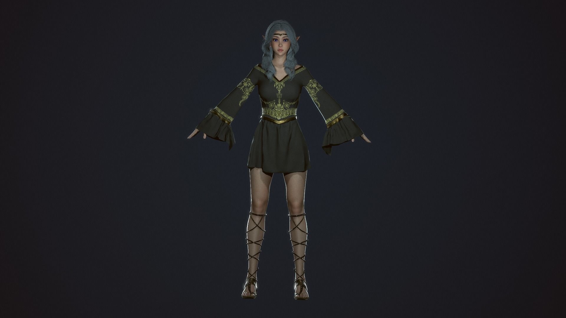 Wizard Girl - Game Ready Character Low-poly 3D model_9