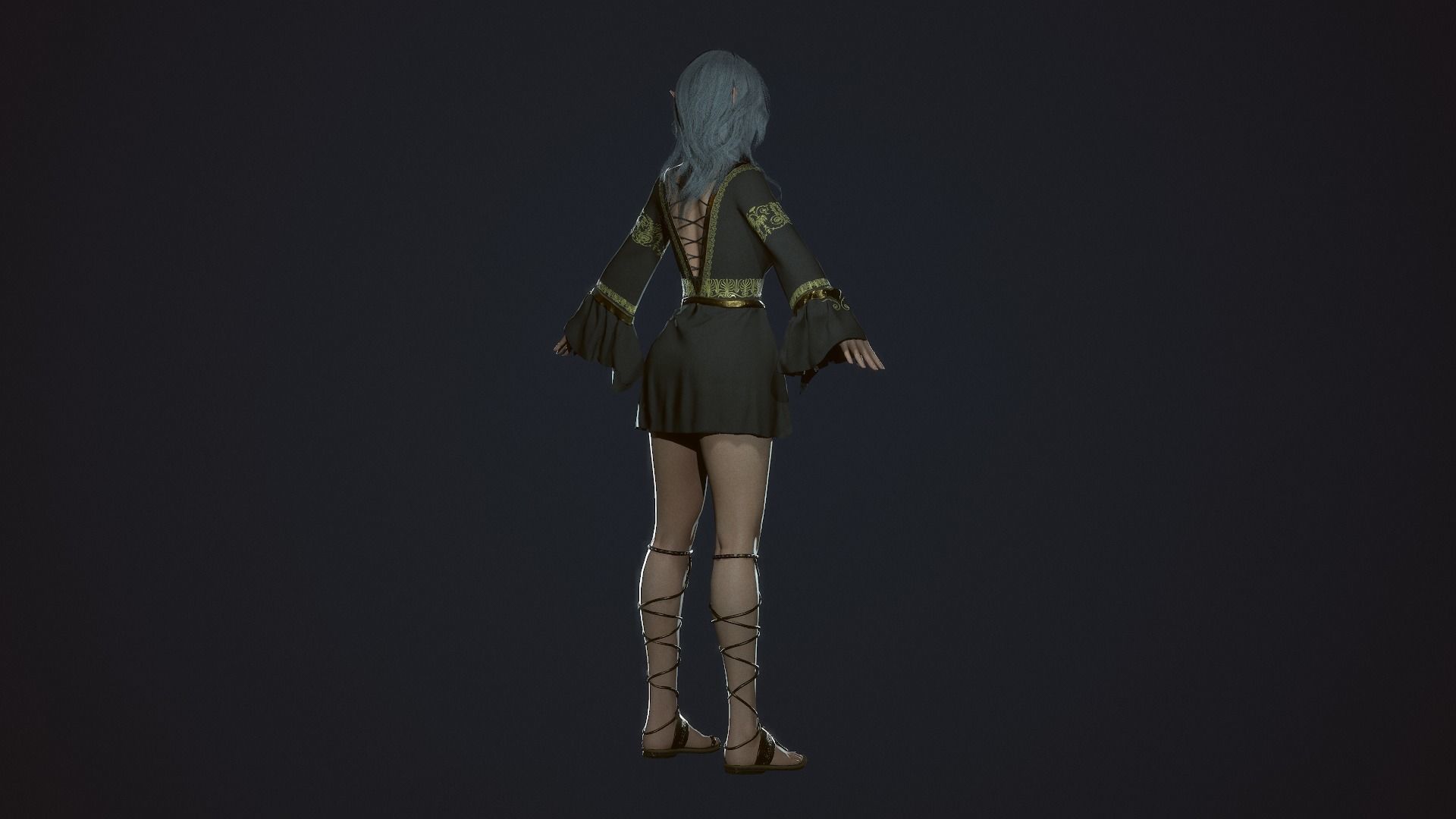 Wizard Girl - Game Ready Character Low-poly 3D model_11