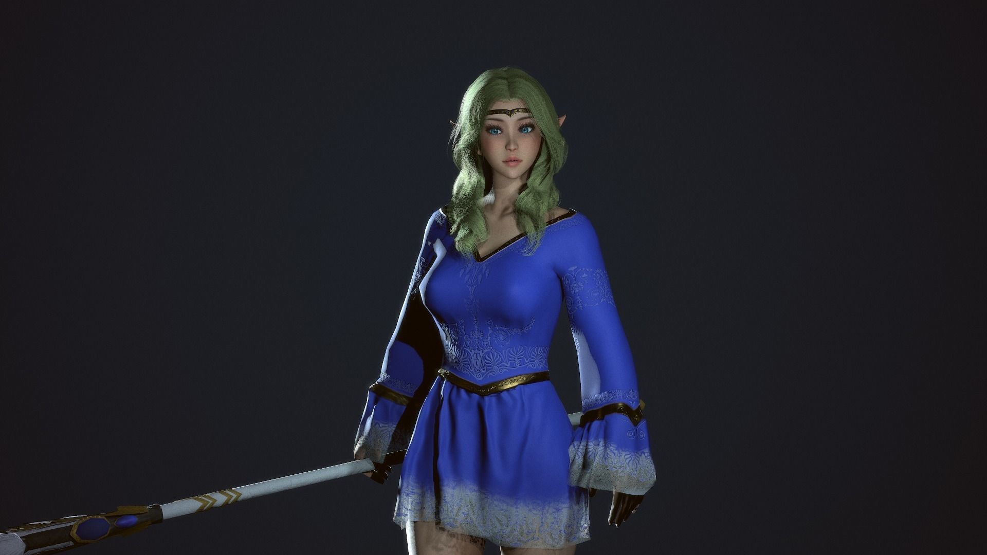 Wizard Girl - Game Ready Character Low-poly 3D model_23