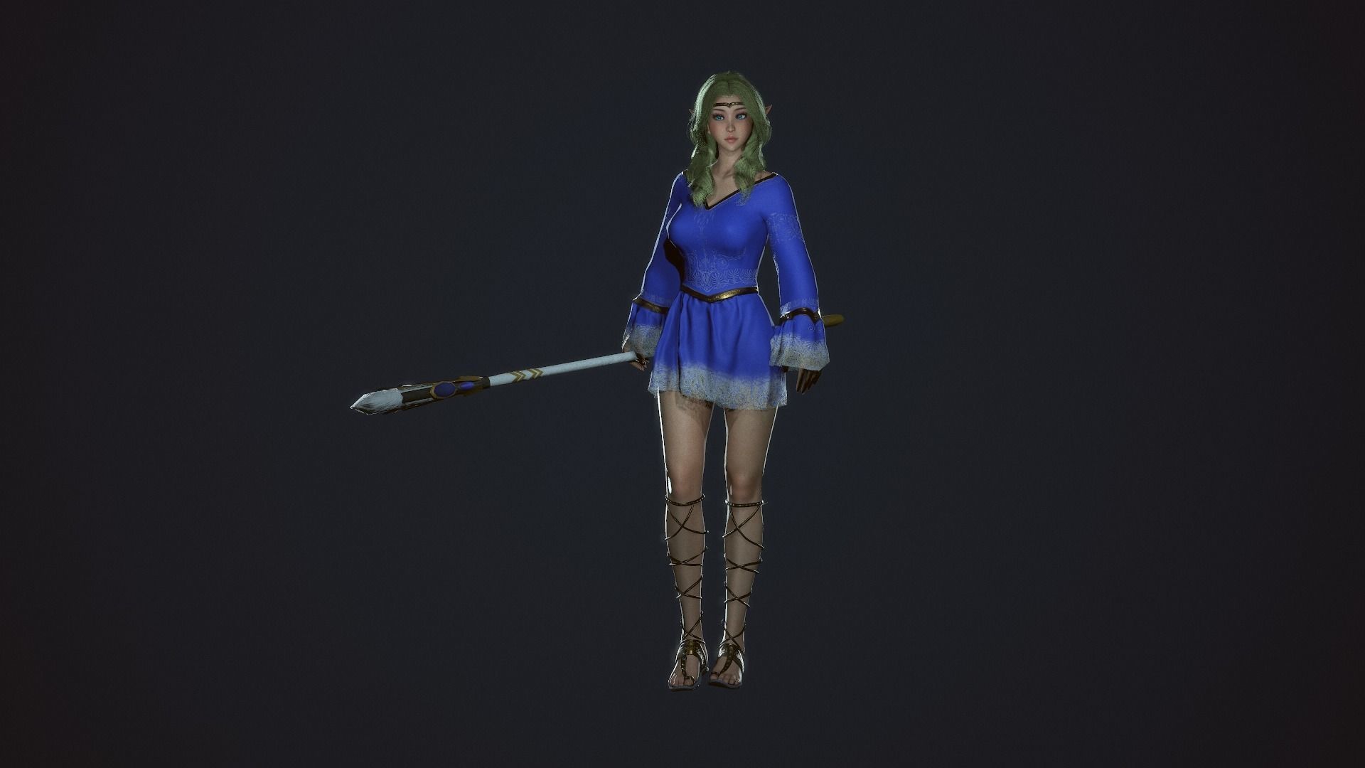 Wizard Girl - Game Ready Character Low-poly 3D model_25
