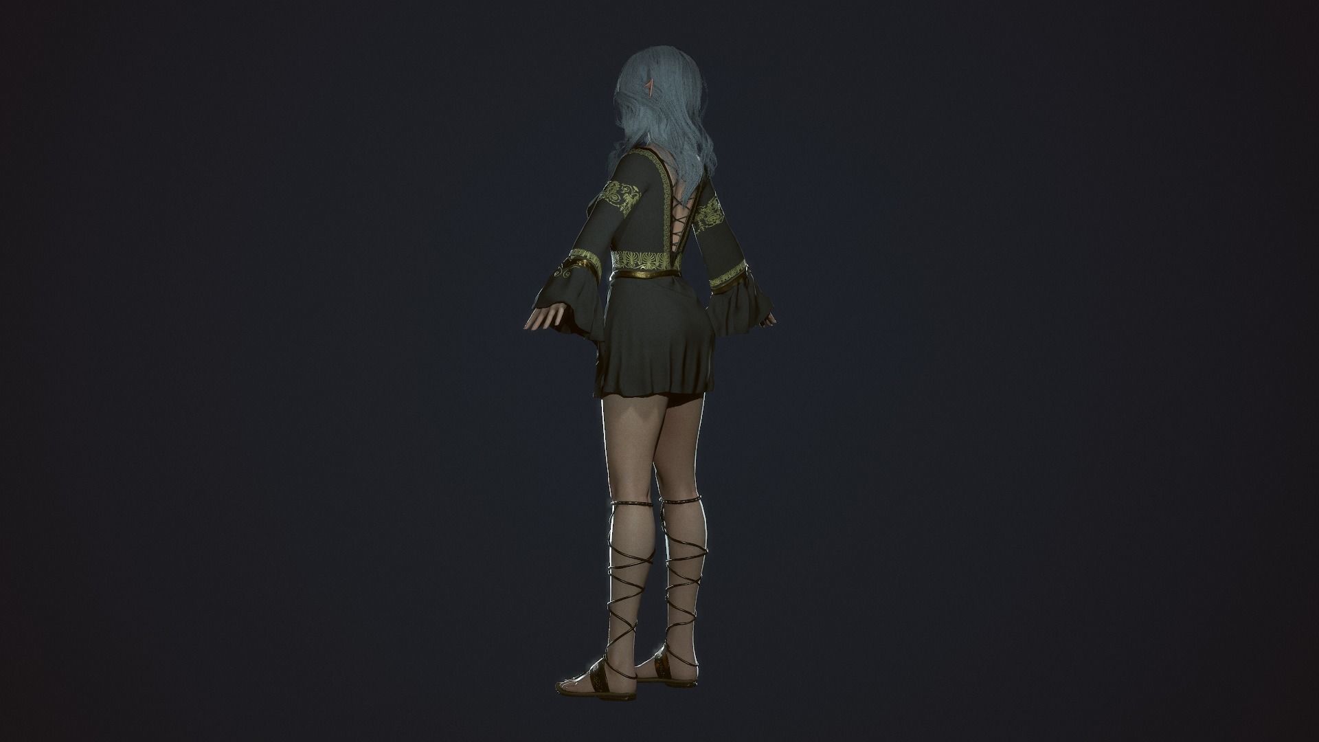 Wizard Girl - Game Ready Character Low-poly 3D model_13