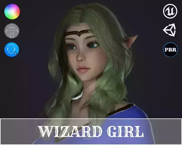 Wizard Girl - Game Ready Character Low-poly 3D model