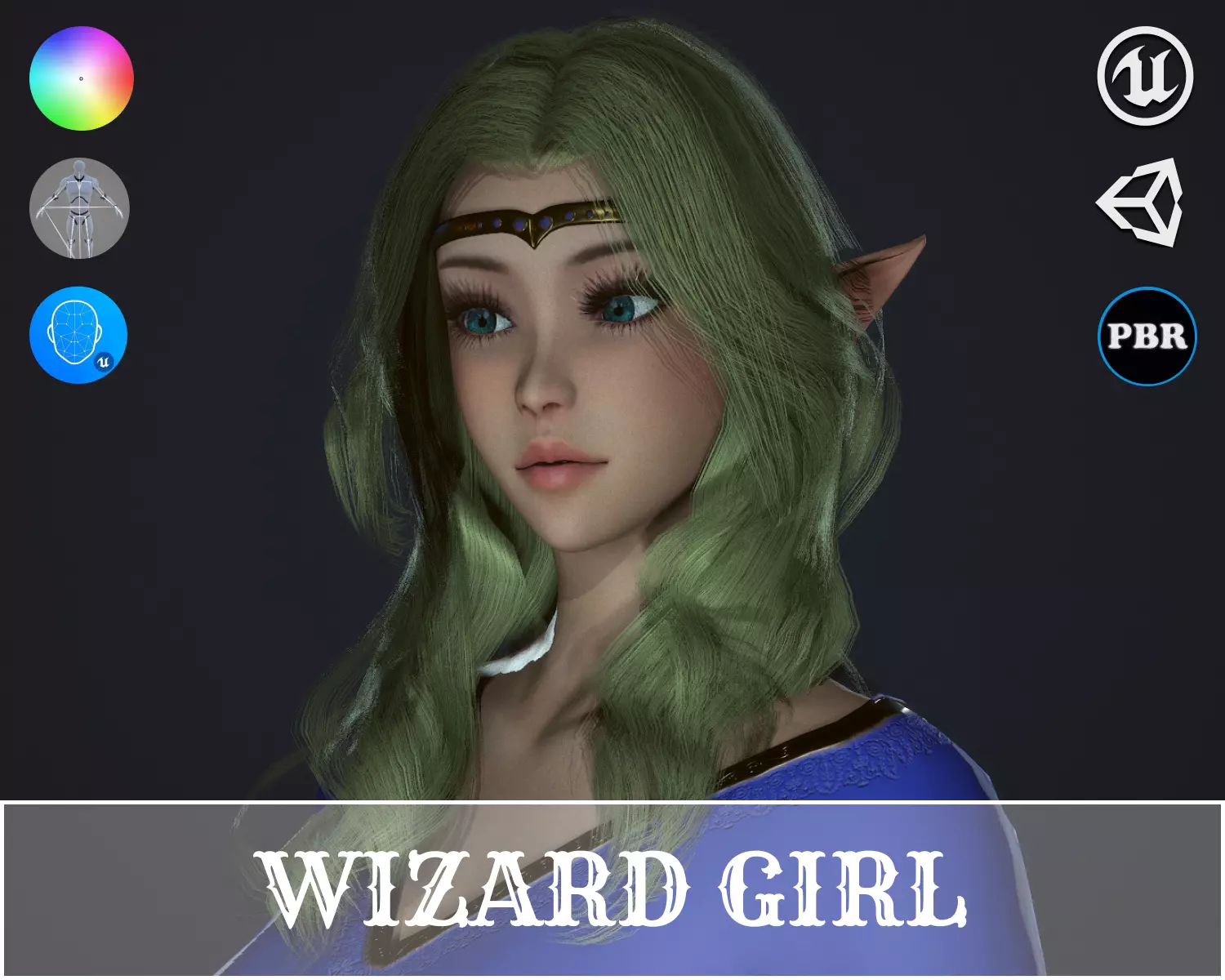 Wizard Girl - Game Ready Character Low-poly 3D model_0