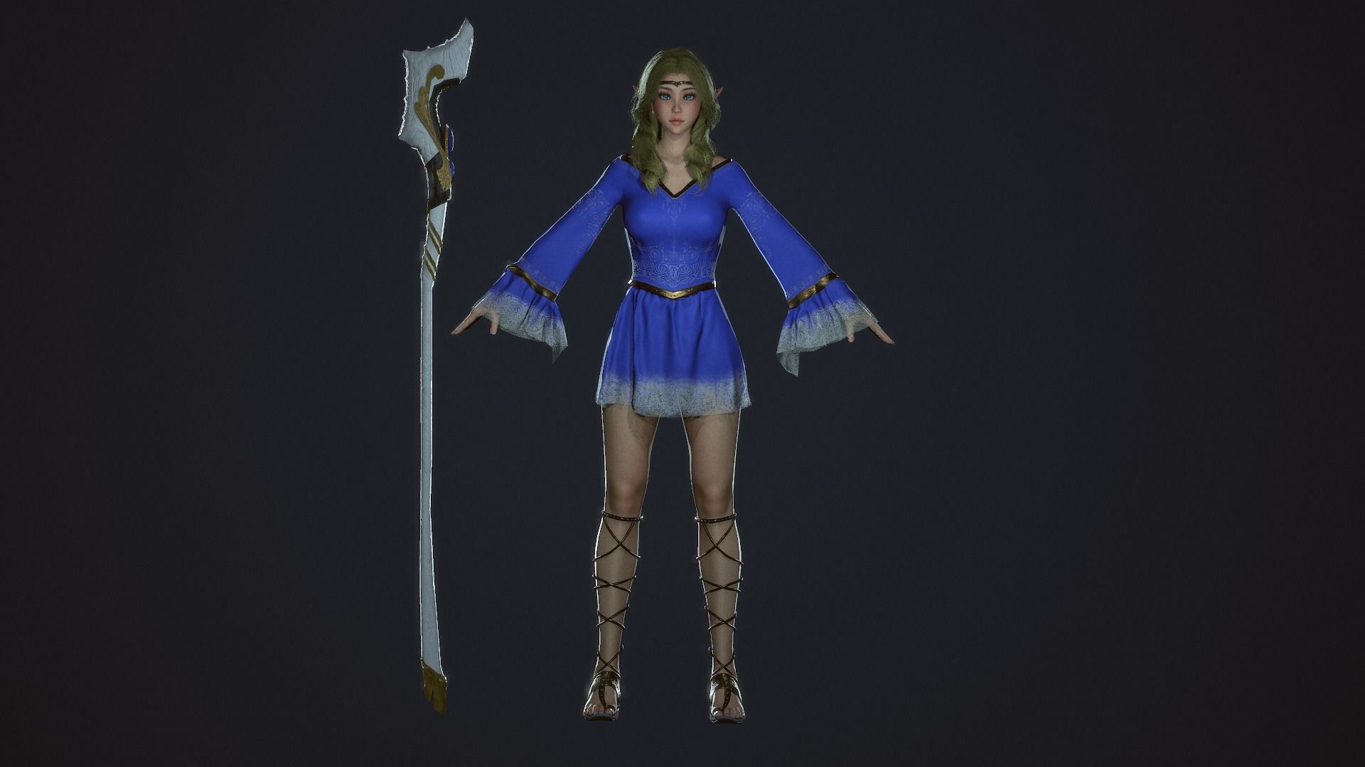 Wizard Girl - Game Ready Character Low-poly 3D model_2
