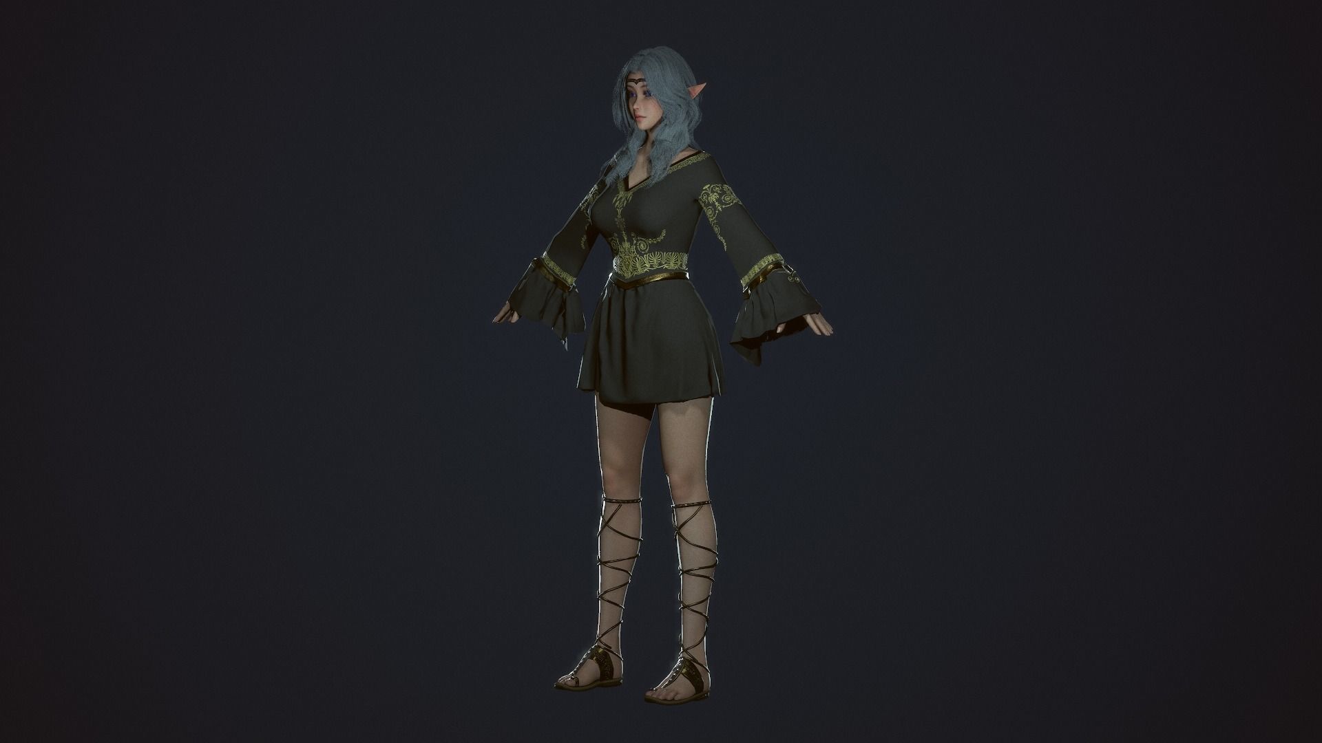 Wizard Girl - Game Ready Character Low-poly 3D model_14
