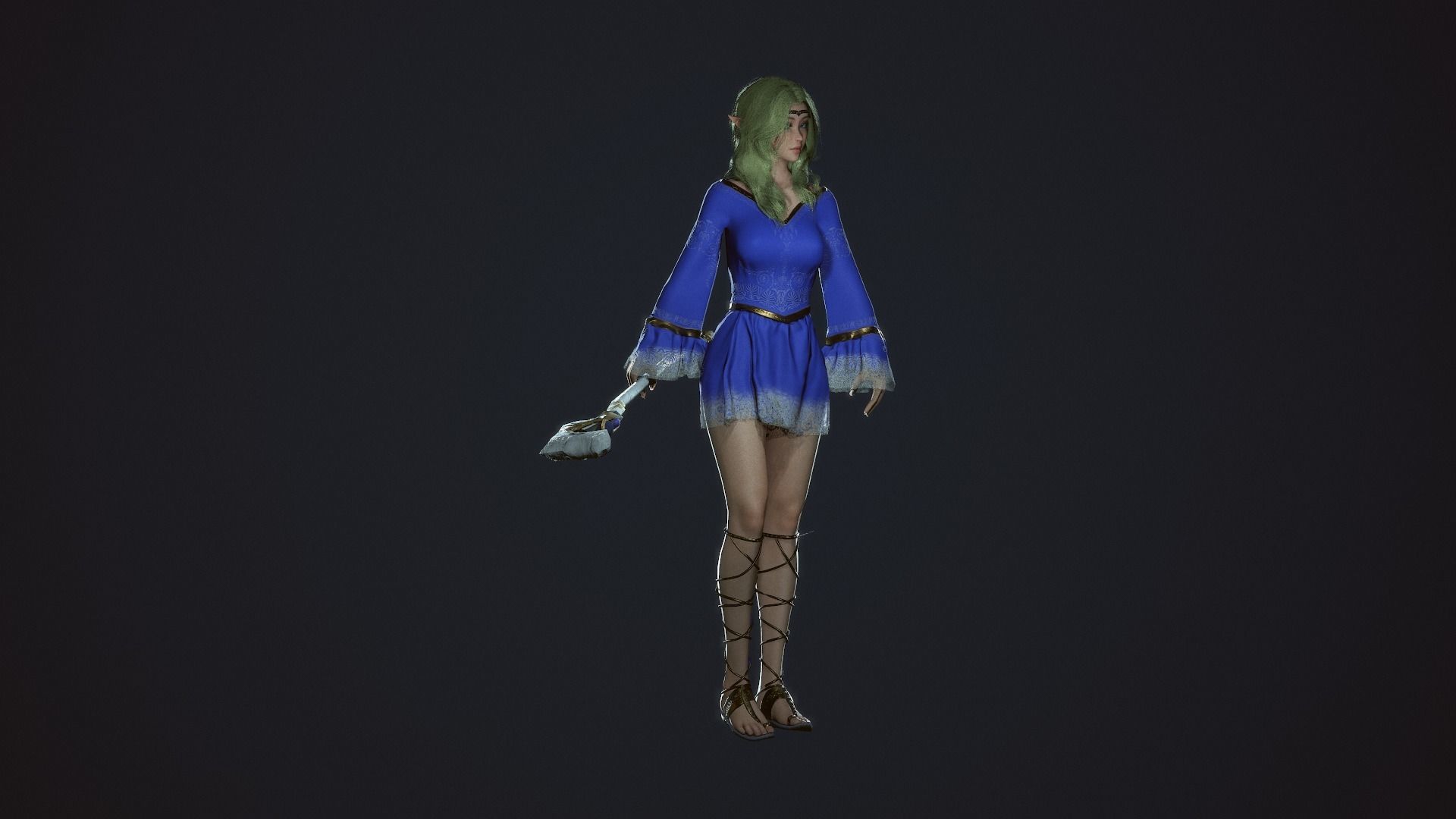 Wizard Girl - Game Ready Character Low-poly 3D model_26