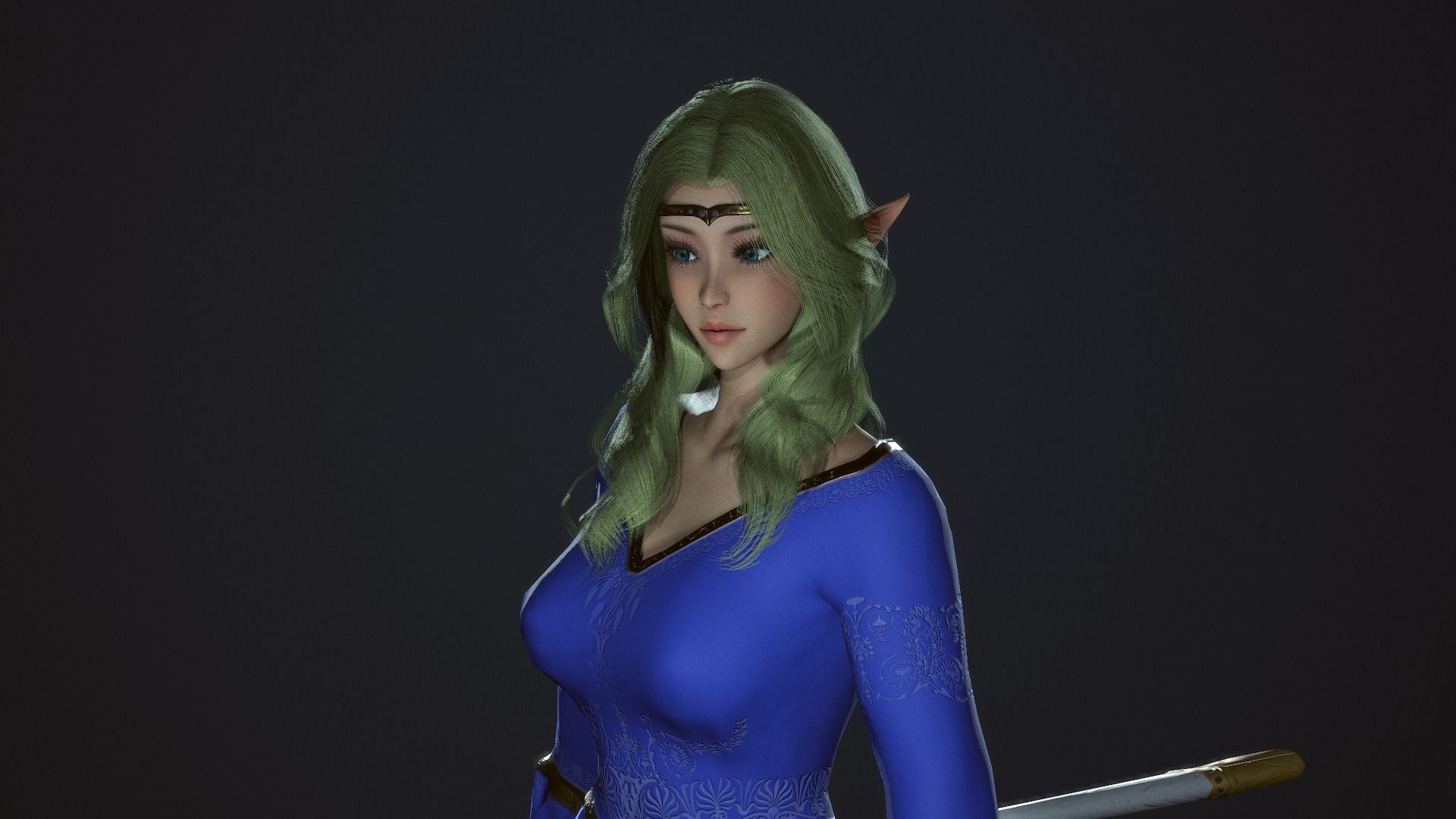 Wizard Girl - Game Ready Character Low-poly 3D model_32