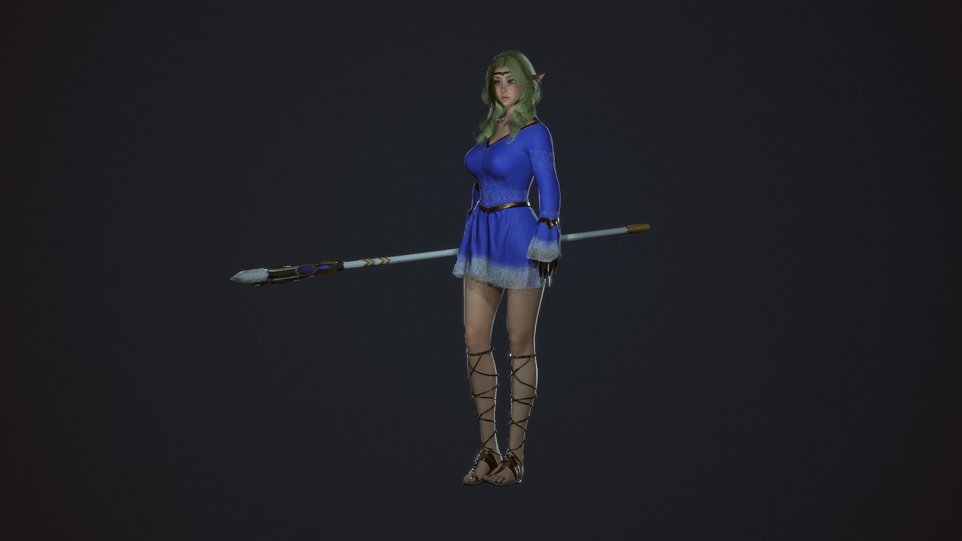 Wizard Girl - Game Ready Character Low-poly 3D model_24