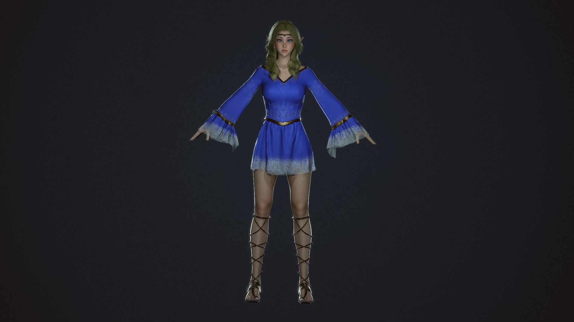 Wizard Girl - Game Ready Character Low-poly 3D model_3