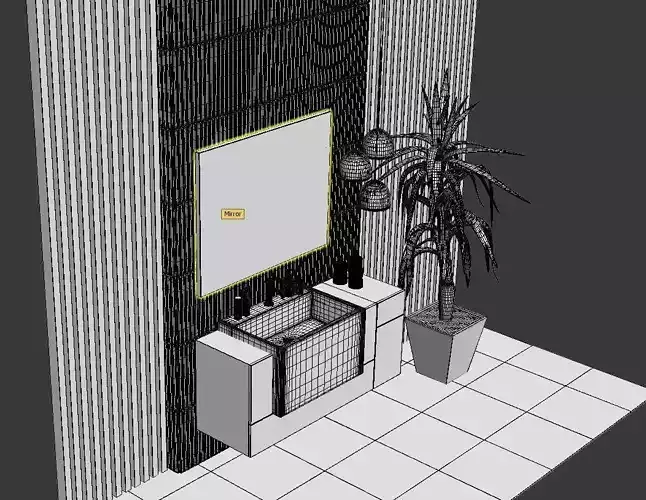 Bath 7 bathroom with mirror and potted plant