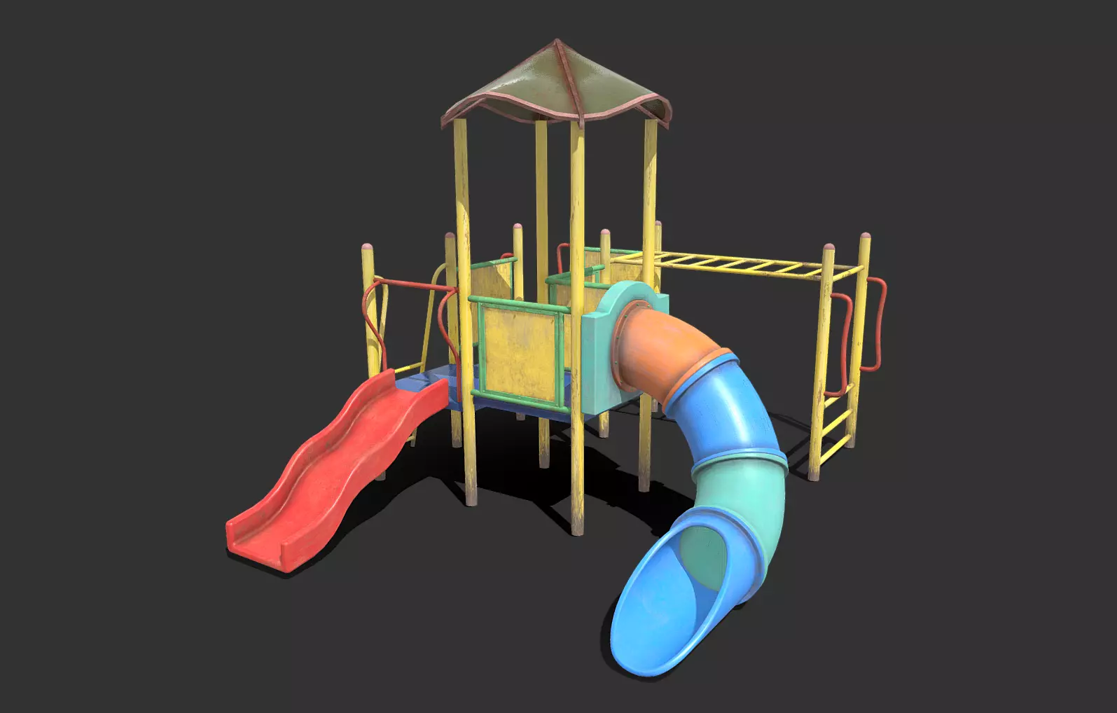 Abandoned Playground Low-poly 3D model_0