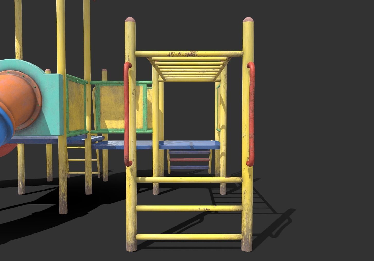 Abandoned Playground Low-poly 3D model_8