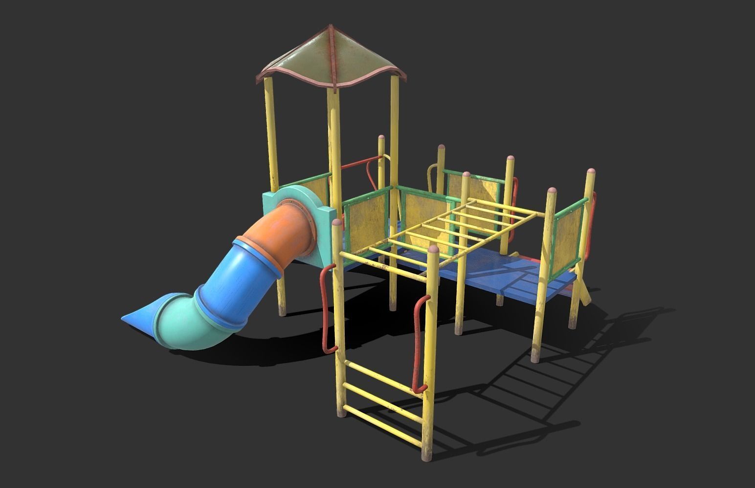 Abandoned Playground Low-poly 3D model_1