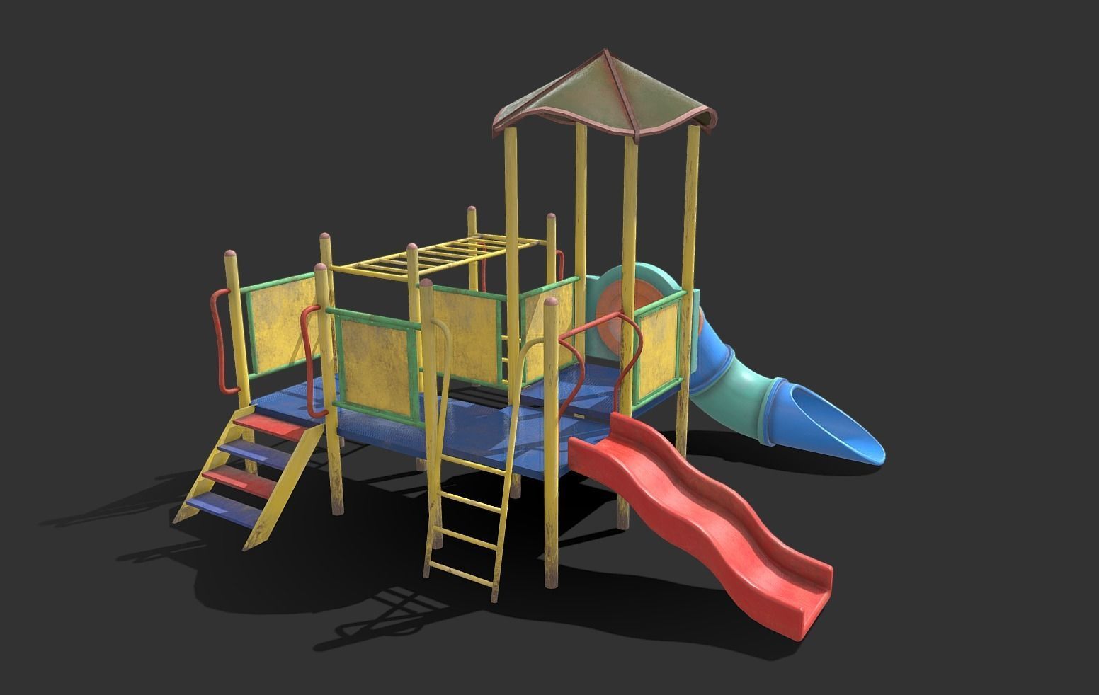 Abandoned Playground Low-poly 3D model_2